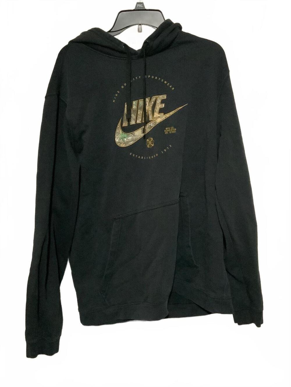 Nike Black Pullover Hoodie with Gold Logo